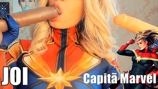 Joi Cosplay Captain Marvel Hand Job Instruction Grosse bite noire Gros seins Gros cul