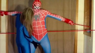Superhero Wrestling Dry Humping Scissors