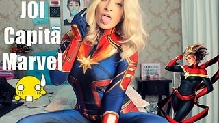 Joi Portugues Cosplay Capita Marvel Sex Machine, Fazendo Boquete Garganta Profunda Gozando Nos Peitos E Gozando Na Bunda Perfect Joi