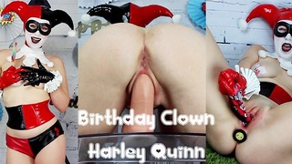 Harley Quinn Teaser de palhaço de aniversário Omankovivi Palhaço de enchimento de calcinhas de Creampie