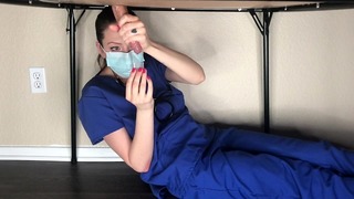 Milking Table-nurse Mandy Collects Pre Cum Semen Sample for Covid19