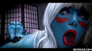 Real Life Hentai – Joi – Blue Alien – Red Pussy – Wichsanleitung – Bondage – Fußstellung
