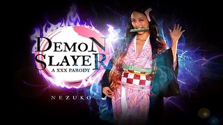 Oriental Alexia anders como Demon Slayer Nezuko Testando suas habilidades sexuais Vr Porn