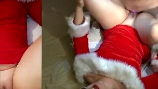 Xmas Elf Obtient Sa Chatte Couverte De Sperme