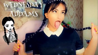 Wandinha Addams Fazendo Ahegao E Garganta Profunda – Exxxtra Sloppy Ahegao Face Fuck Blowjob Wednesday Addams Cosplay