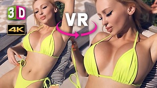 Gros faux seins en Vr 3D 4K à la piscine - Réalité virtuelle Bimbo Micro Bra Fuck 360 180