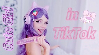 Darling Girl Fucks Her Pussy With A Huge Dildo In Tik-Tok