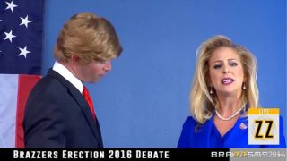 Donald Drumpf se folla a Hillary Clayton en medio de un diálogo