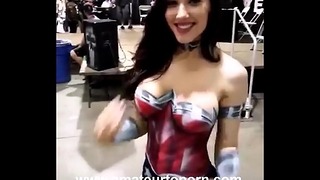 Naked Wonder Woman Body Painting,Amateur Teen