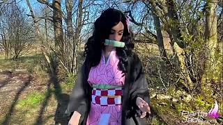 Nezuko Blowjob, Αυνανισμός και ακραίο πρωκτικό σεξ - Anime Cosplay