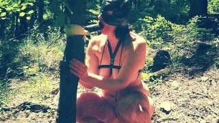 Obedient Hoe Wife Blowing Dildo In Forest And Expose Her Self.