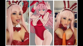 Zero Two Bunny Cosplay Sexy Girl Dirty Speaks Joi Jerk Off Instructions Play With Her Carrot Ass