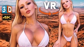 Big Fake Tits In White Micro Bikini Bubble Butt Thong Yesbabylisa VR 4K 180 360 Porn Stereoscopic