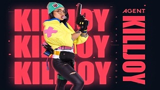 Busty Avery Black Som Valorant Killjoy belönar dig med Wet Pussy VR-porr