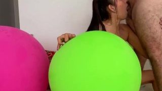 Cheerleader Gets Fucked And Sucks With Balloons!