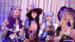 Four Hot Genshin Impact Cosplayers Share One Lucky Guy