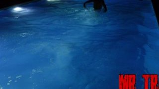 Athletic Teen Boy Swims At Nigth Without His Mask In His New Pool.