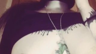 Girl With A Mask Plays With Her Tits And Smokes A Cigarette