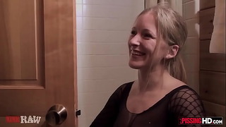 Hot Blonde In A Gas Mask Gets Peed On