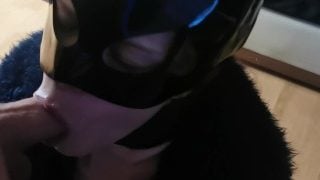 Hot With Big Boobs And Latex Mask Gives A Slppy Blowjob