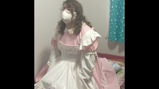 Розова PVC Sissy Maid вибрационна възглавница Hump Breathplay