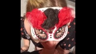 Risky Public Blowjob In Changing Room With Swallowing Big Load By Masked Blonde