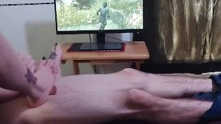 Sneaking Footjob Into Gamer Girl’s Playtime