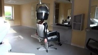 The Hot Latex Girl In Black Catsuit And Mask At The Rubber Fetish Hairdresser – Part 1