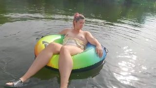 Topless Floating In The River In Sheer Swimsuit – Teaser