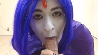 Raven Sucks On A Juicy Cock ( Girl Titans Cosplay )