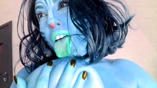 Na’vi vibrates blue pussy and sucks blue nipples