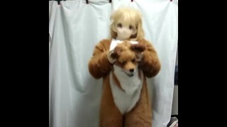Man→Fox→Girl kigurumi transformation