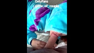 I give my boyfriend a wet blowjob in my kigurumi