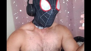 Halloween Spiderman custome cumshot