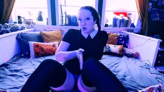 Thick Wednesday Addams Monster Dildo Fuck With Anal Play