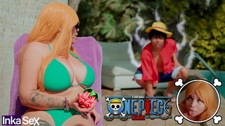 Cosplay – SUPER BUSTY Nami is fucked by Captain Luffy inside his crew looking for the ONE PIECE.