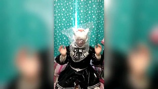 PVC 2B sissy cosplay Breathplay Bagging in Eva Helmet Kigurumi