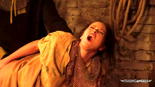 Things are getting very slippery in this medieval dungeon as the group sex takes place
