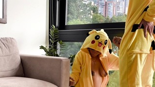 real amateur big ass latina milf has rough sex in pikachu pokemon cosplay with big dick