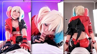 【Harley Quinn】🖤💖Blowjob and Cowgirl, Halloween cosplay, Suicide squad hentai japanese shemale