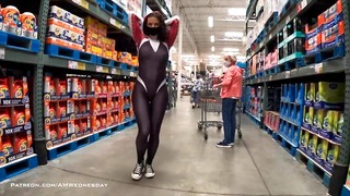 Braless Gwen Stacy Bends Over