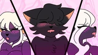 Big cock visits lesbian FURRY whores to fuck them both