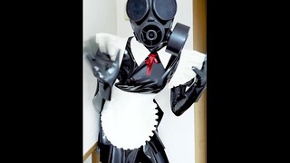 [Latex] Maid Cosplay with Gas Mask
