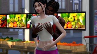 Bride enjoying the last days before getting married. Sex in the supermarket – interracial cheating