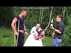 the groom and the bride fucked hard in the woods