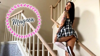 My plaid skirt Christmas booty clap with tattoos showing