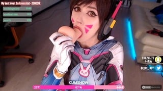 D.va Cosplay Blowjob Masturbation Fantasy