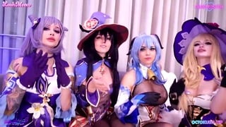 Four Hot Genshin Impact Cosplayers Share One Lucky Guy
