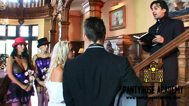 An Unexpected Gangbang Group Sex with the Bride and the Groom at the Wedding with Anal and Lots of Cumshots on Big Tits
