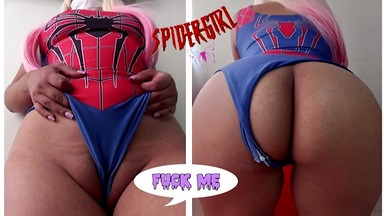 Sexy Hot Latina as Spider Girl Gets her Tight Pussy Fucked with Vaginal Creampie